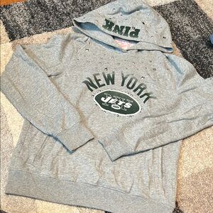 Victoria’s Secret PINK x NFL New York Jets embellished hoodie, size L EUC!